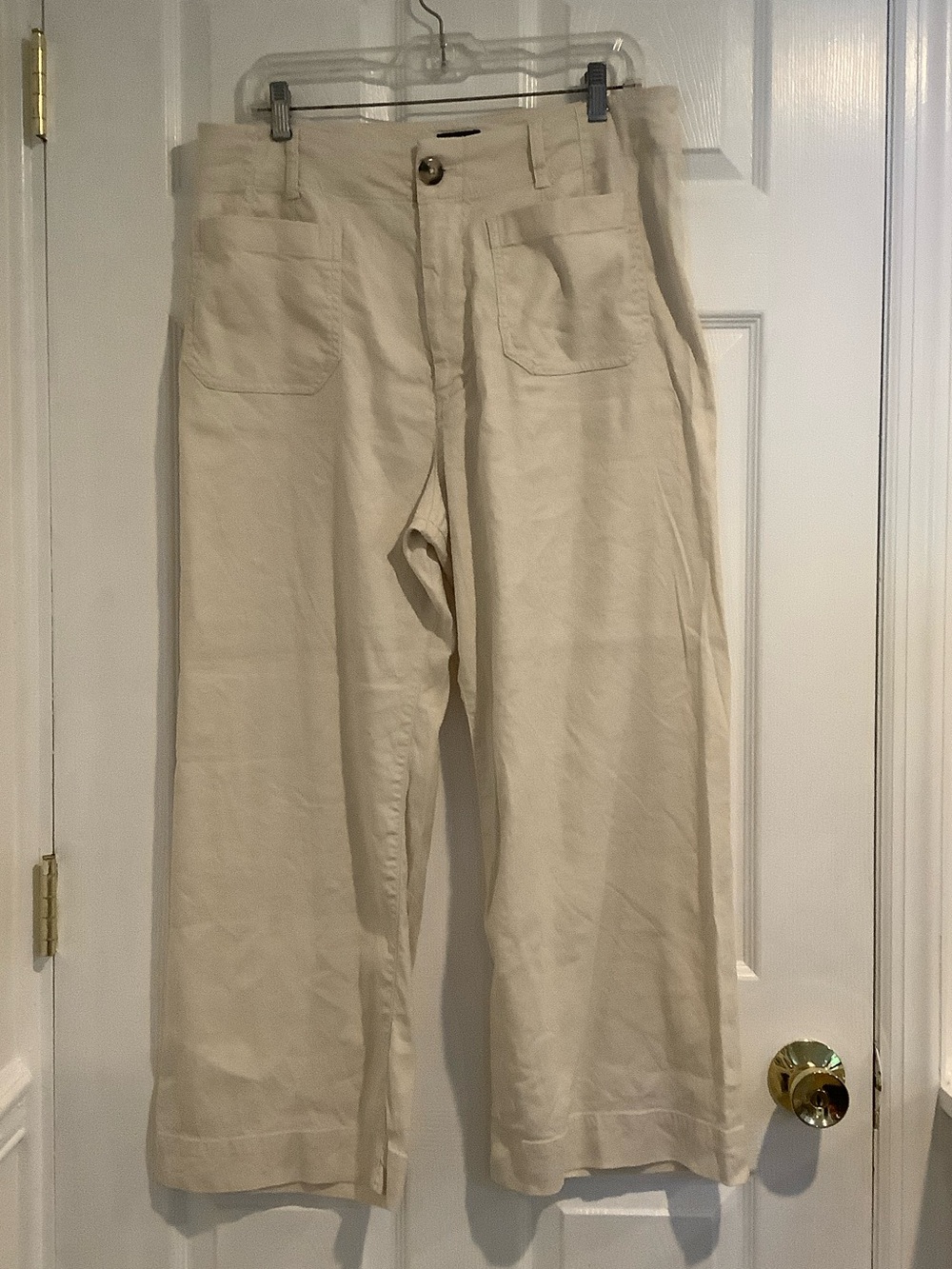MAEVE ANTHROPOLOGIE The Colette Off White Neutral Linen Blend Wide Leg Pants 32